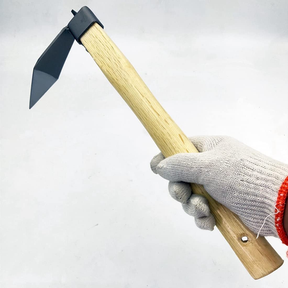 Amazon.co.jp: 木の柄が付いた庭の三角鍬、全鋼製の先の尖った鍬、日本